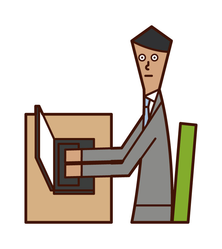 Illustration of working person and desk work (man)