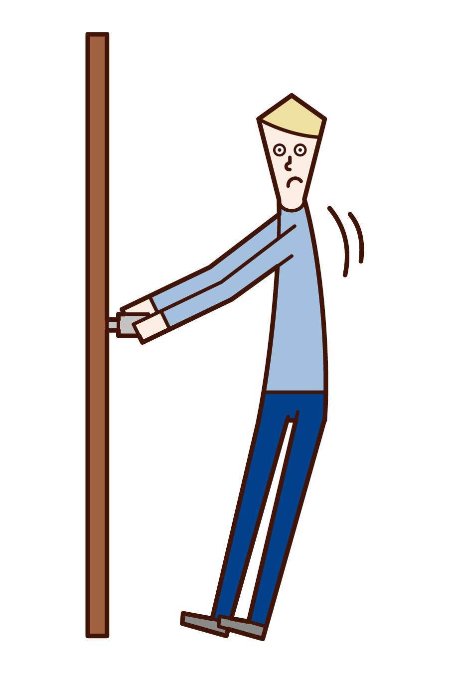 開かないドアを開けようとする人（男性）のイラスト