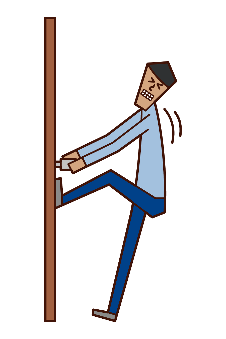 開かないドアを開けようとする人（男性）のイラスト