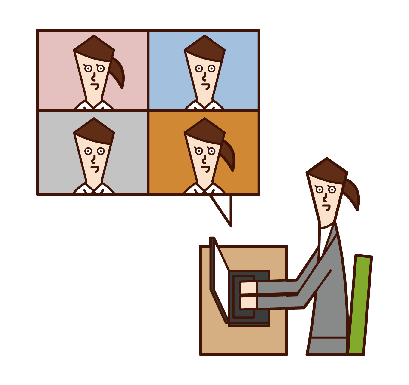 Illustration of video call (woman)