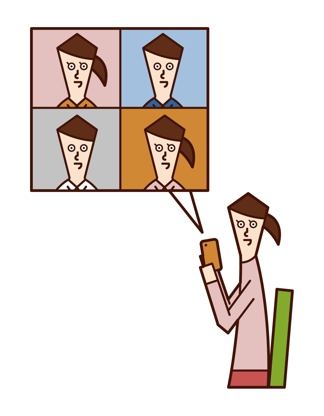 Illustration of video call (woman)