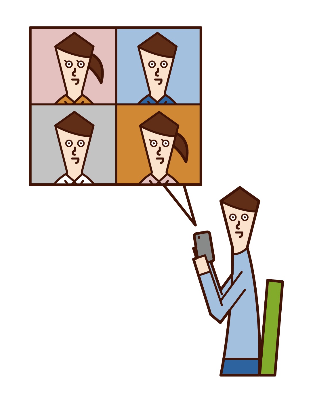 Illustration of video call (man)