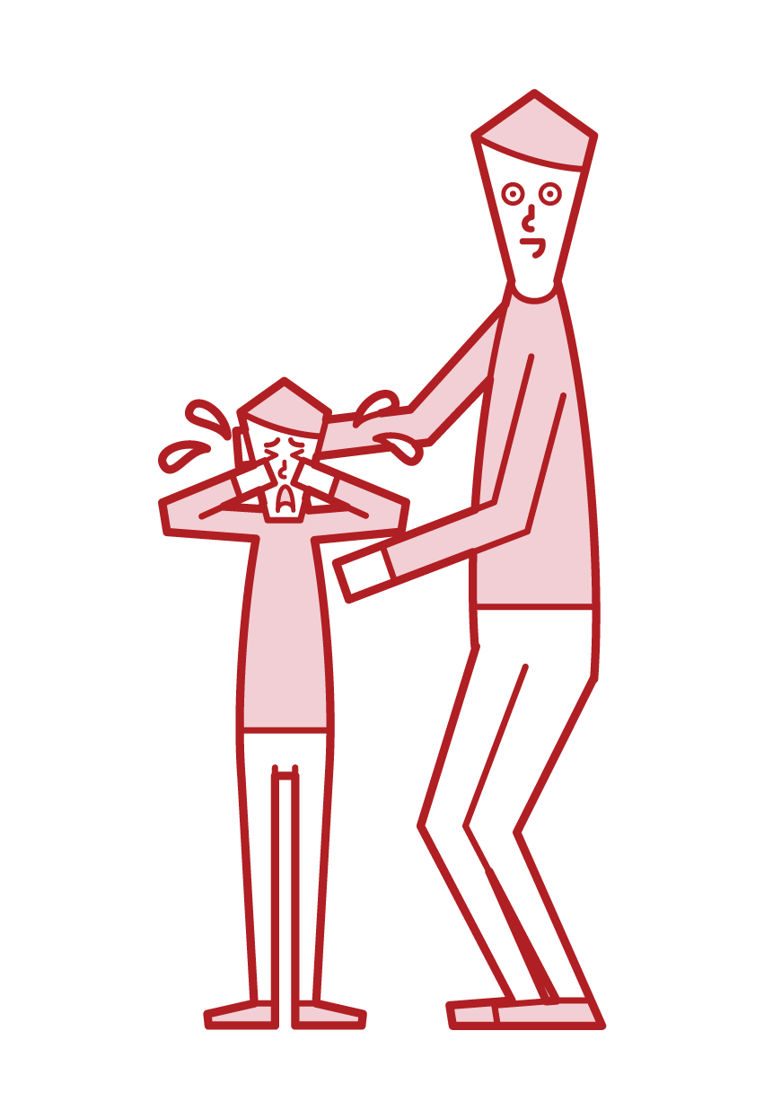 Illustration of a man comforting a child