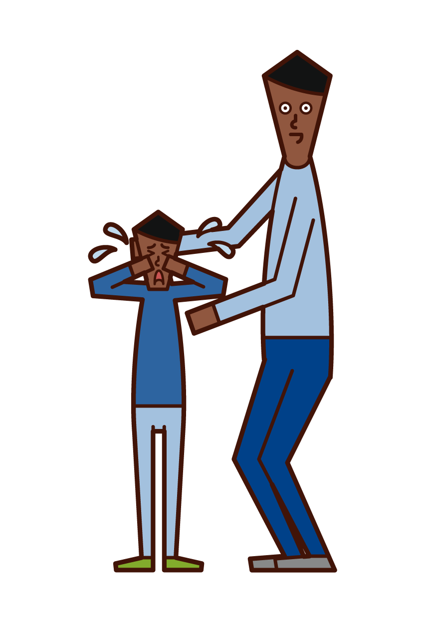 Illustration of a man comforting a child