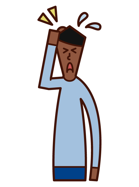 Illustration of a man with a tankobu head injury