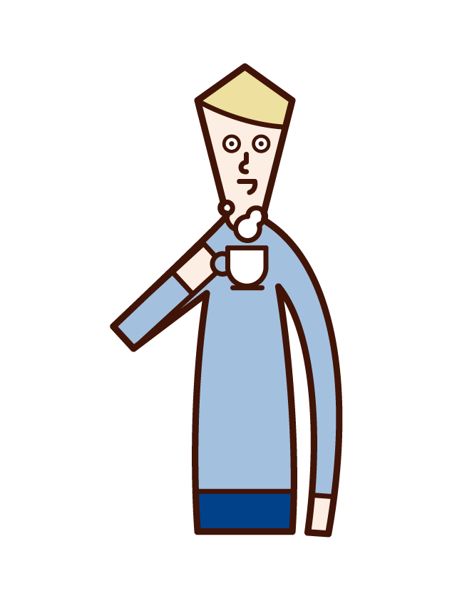 Illustration of a man who drinks coffee