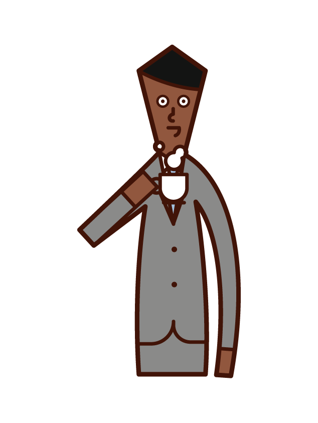 Illustration of a man who drinks coffee