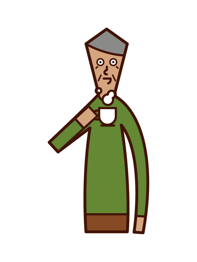喝咖啡的人（爺爺）的插圖