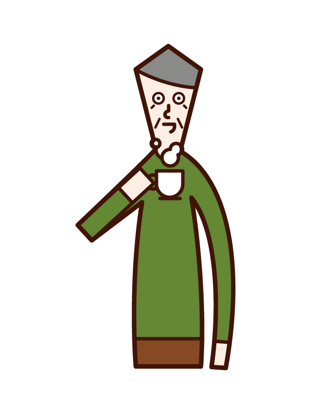 Illustration of a coffee drinker (old man)