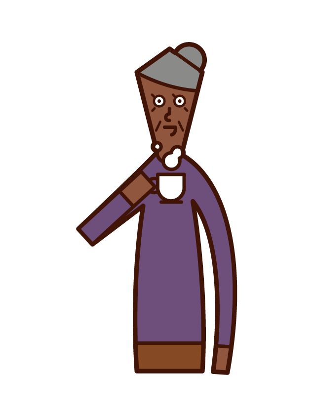 Illustration of a coffee drinker (grandmother)