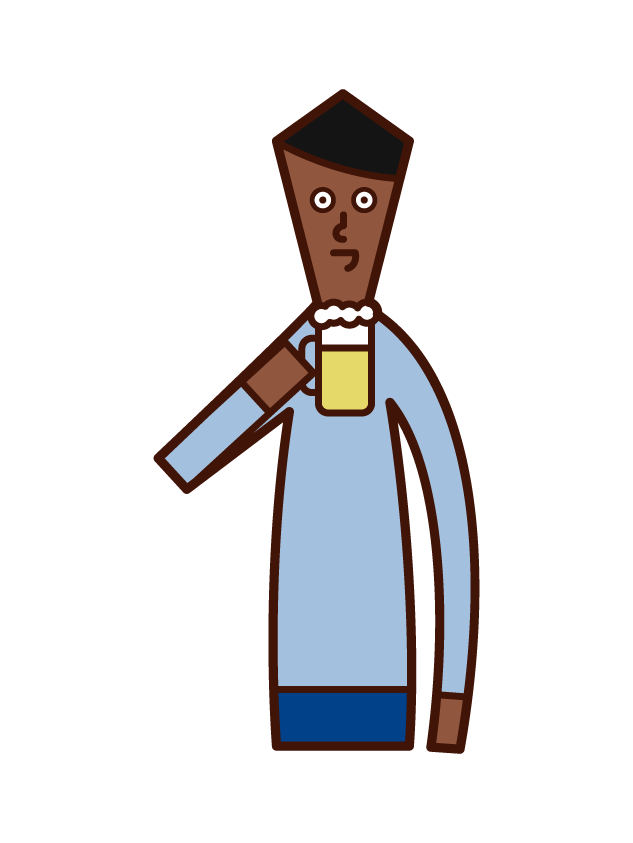 Illustration of a man who drinks alcohol and beer