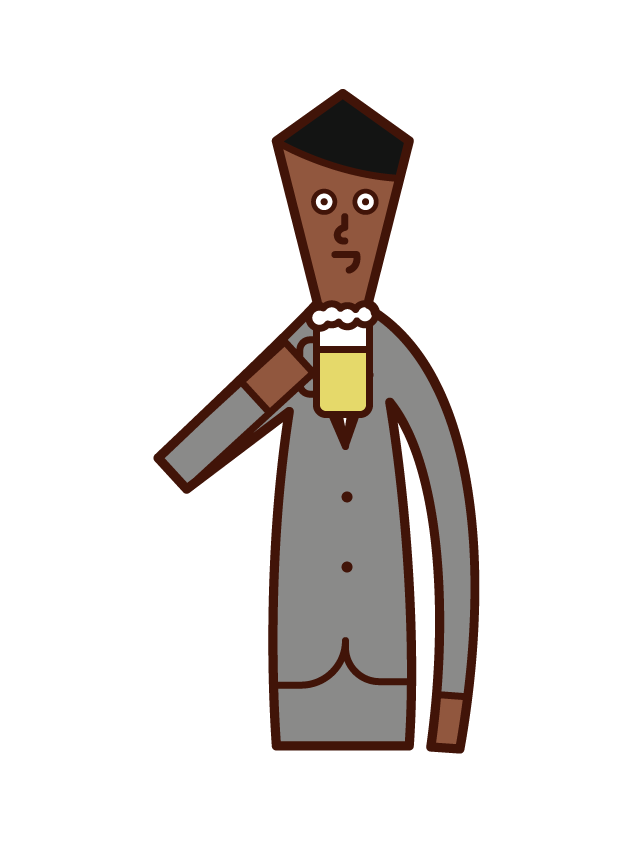 Illustration of a man who drinks alcohol and beer