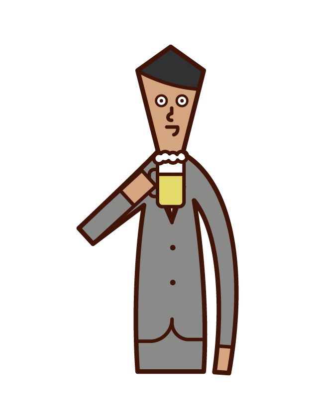 飲酒和啤酒的人（男性）的插圖
