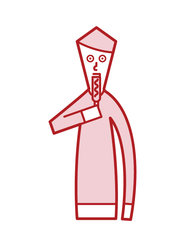 Illustration of a sausage eater (man)