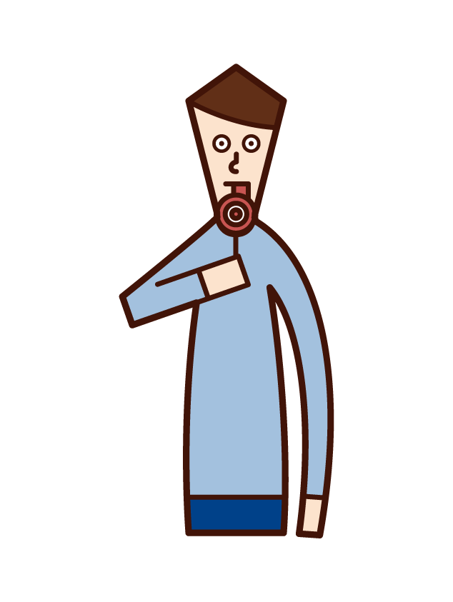 Illustration of a candy lollipop eater (man)