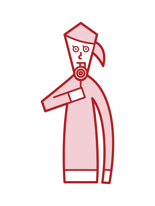 Illustration of a candy lollipop eater (woman)