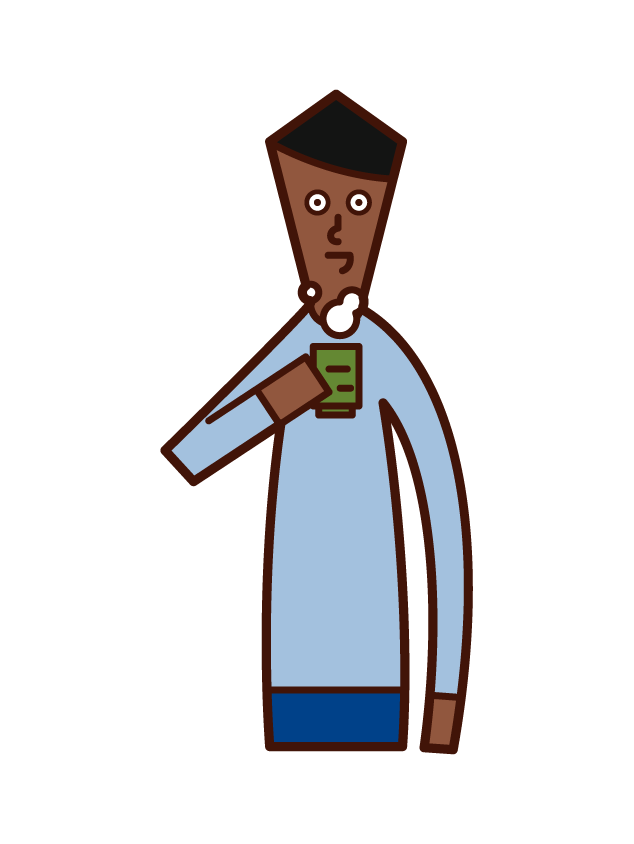 Illustration of a man drinking tea