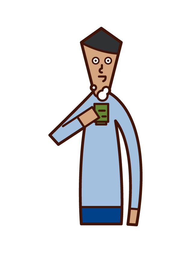 Illustration of a man drinking tea