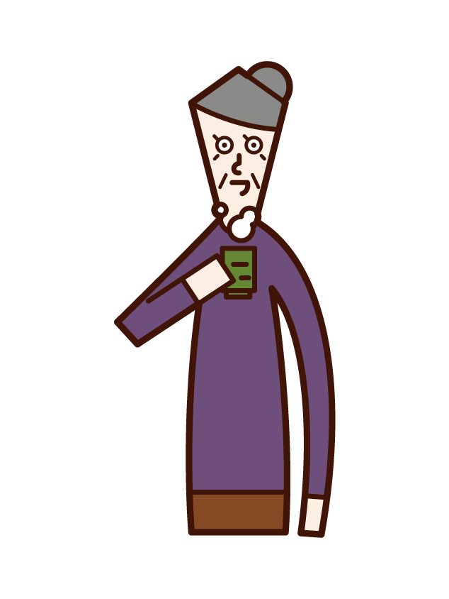 Illustration of a tea drinker (grandmother)