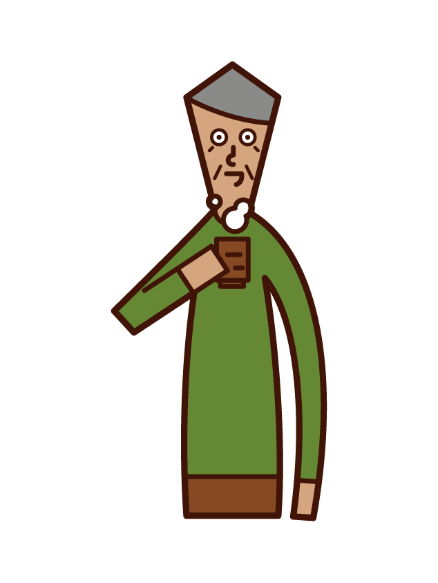 Illustration of a tea drinker (old man)