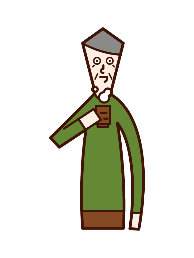 Illustration of a tea drinker (old man)