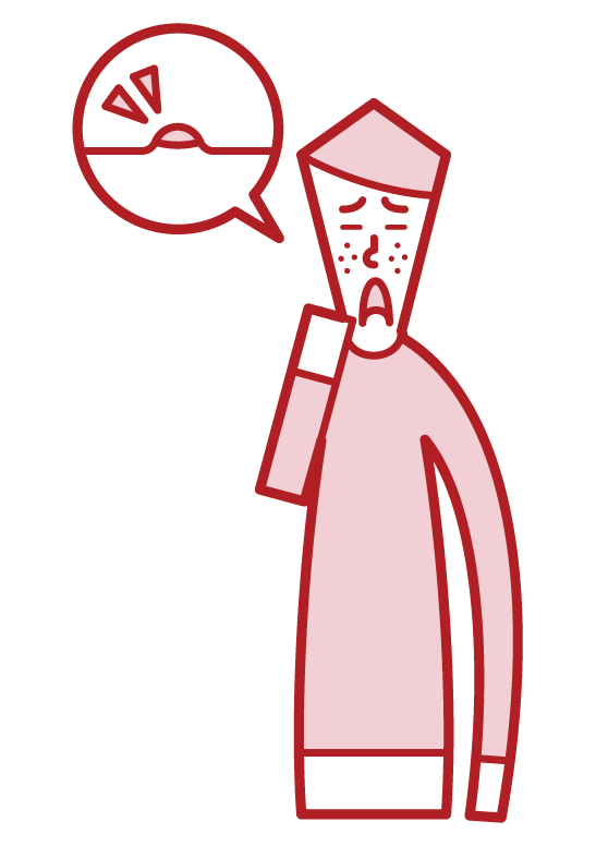Illustration of a man suffering from acne and rough skin