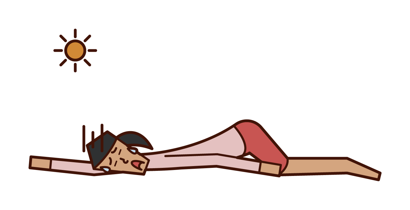 Illustration of a woman who is collapsing from heat