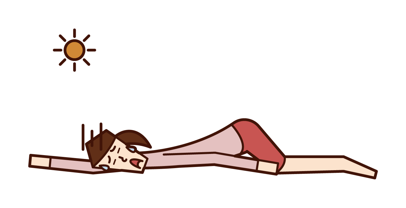 Illustration of a woman who is collapsing from heat