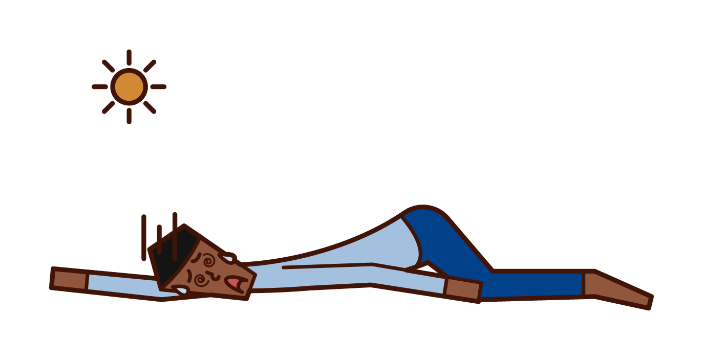Illustration of a man who is collapsing from heat