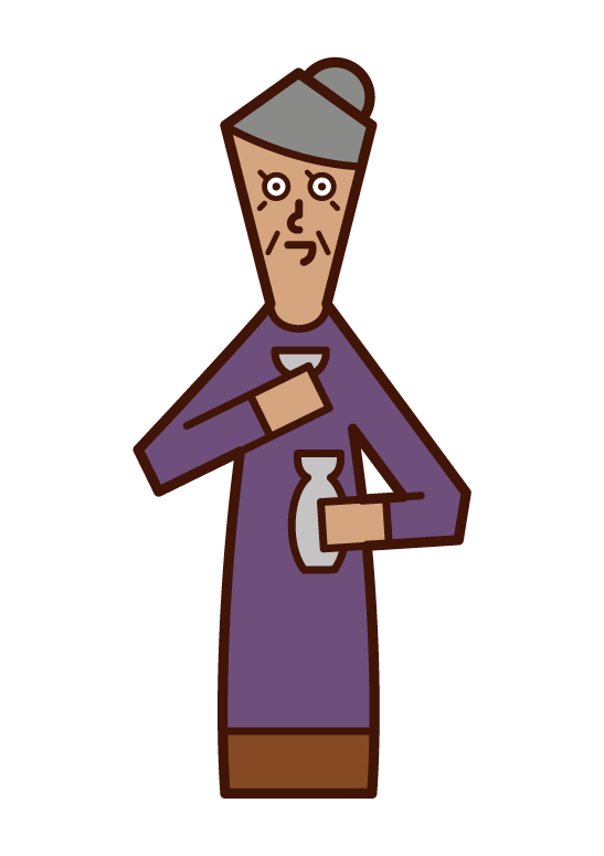 Illustration of an old man who drinks alcohol