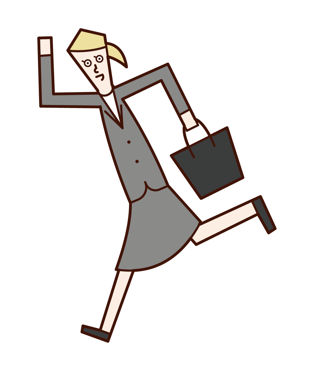 Illustration of a running businesswoman and office worker (woman)