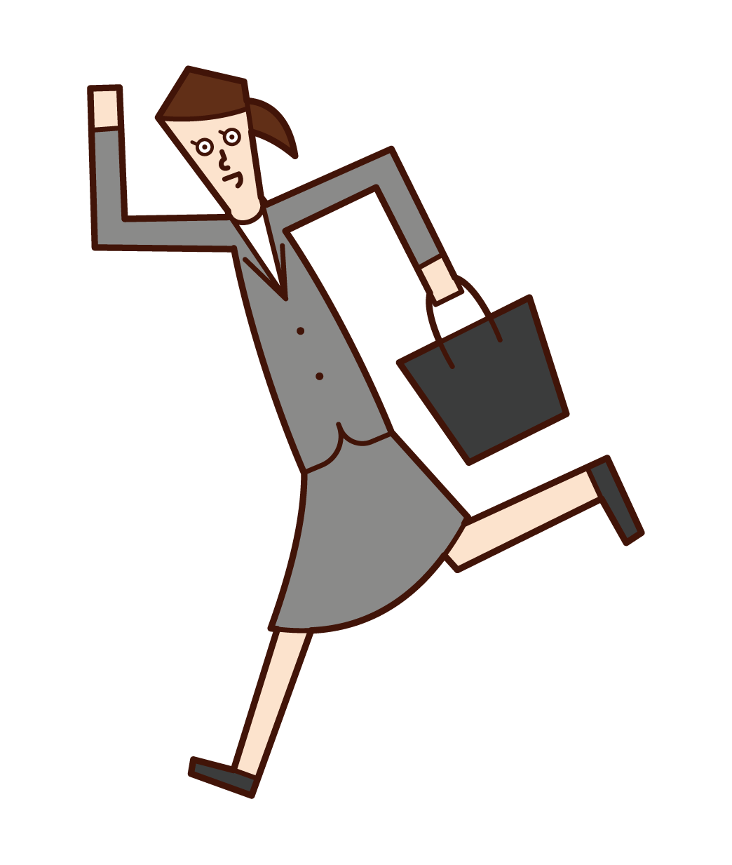 Illustration of a running businesswoman and office worker (woman)