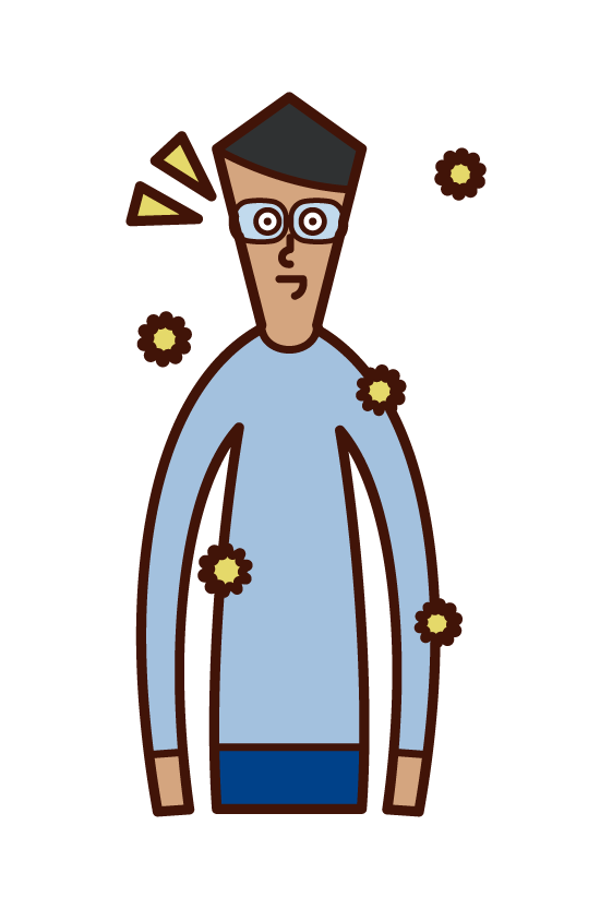 Illustration of a man wearing glasses to combat hay fever