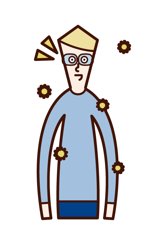 Illustration of a man wearing glasses to combat hay fever