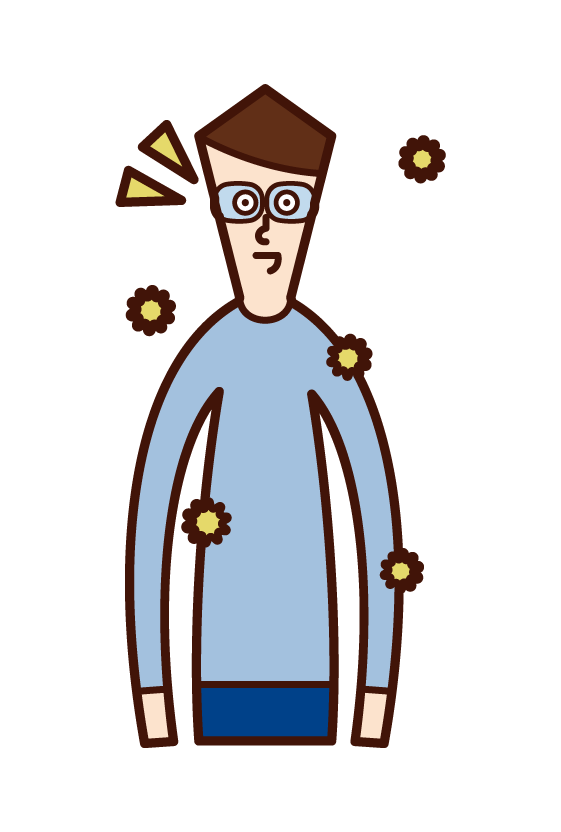 Illustration of a man wearing glasses to combat hay fever