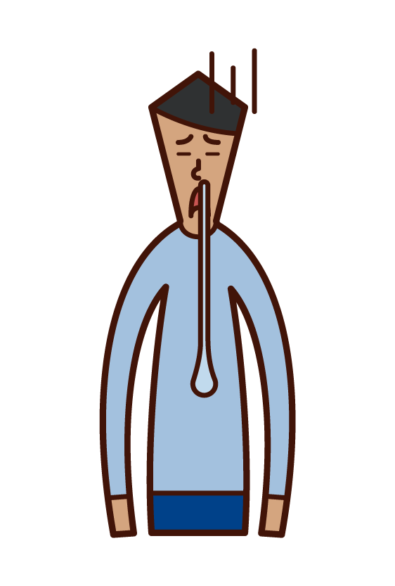 Illustration of a man with a runny nose
