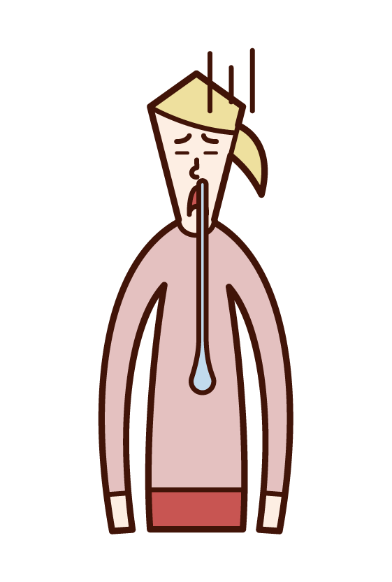 Illustration of a woman with a runny nose