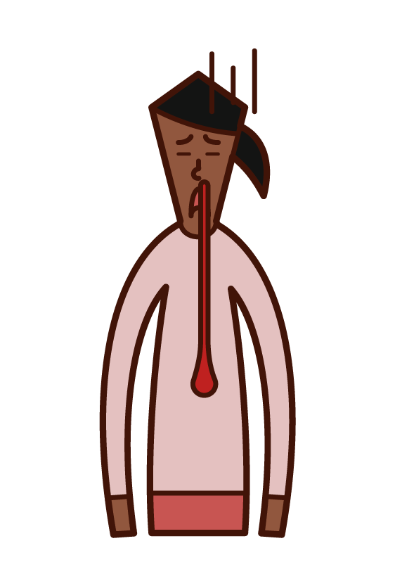 Illustration of a woman with a nosebleed