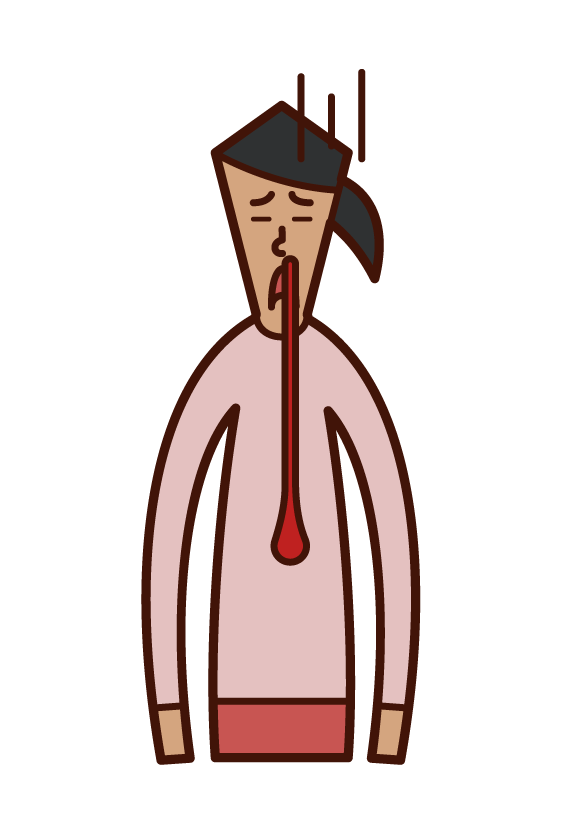 Illustration of a woman with a nosebleed