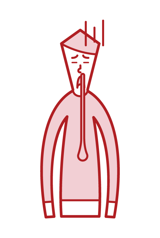 鼻血を垂らしている人（男性）のイラスト