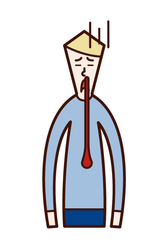 Illustration of a man with a nosebleed