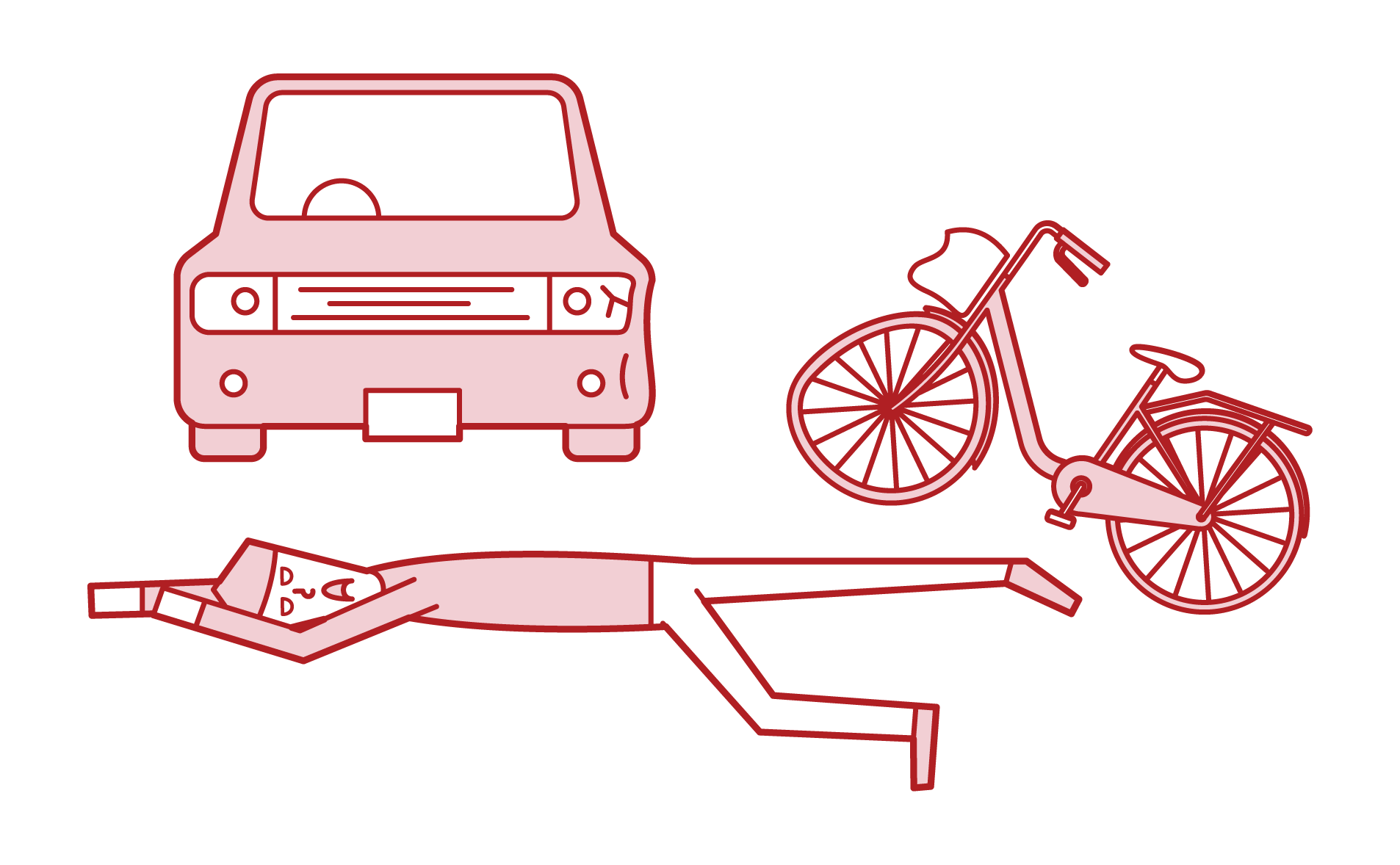 Illustration of a man who is collapsed in a traffic accident