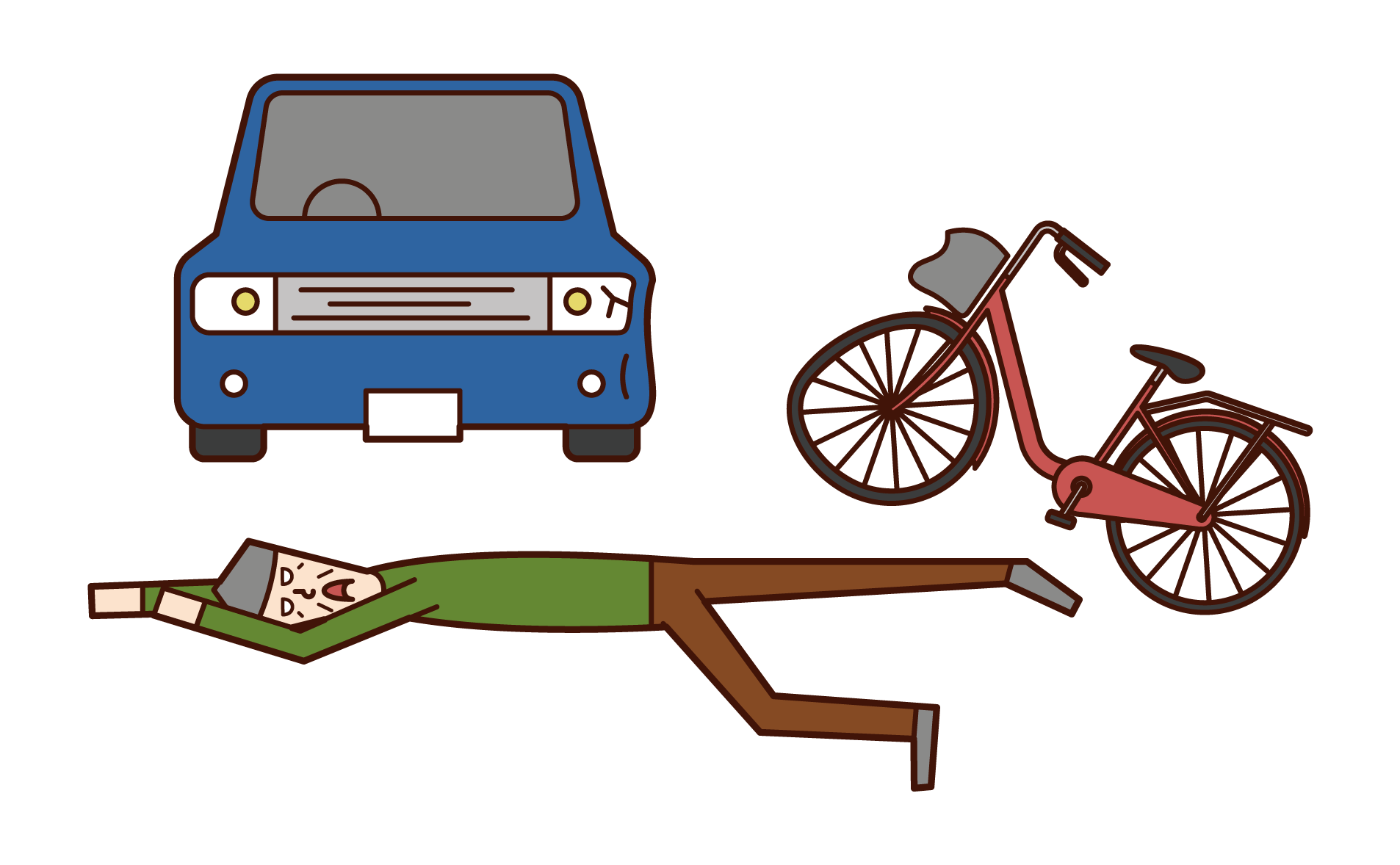 Illustration of a person (old man) who is collapsed in a traffic accident