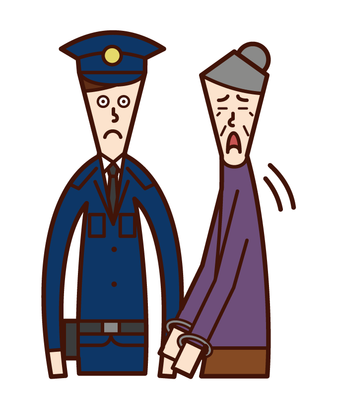 Illustration of the arresting criminal (grandmother)