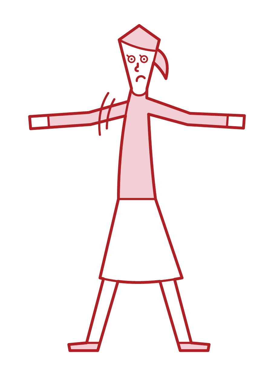 Illustration of a person (woman) who is in a way