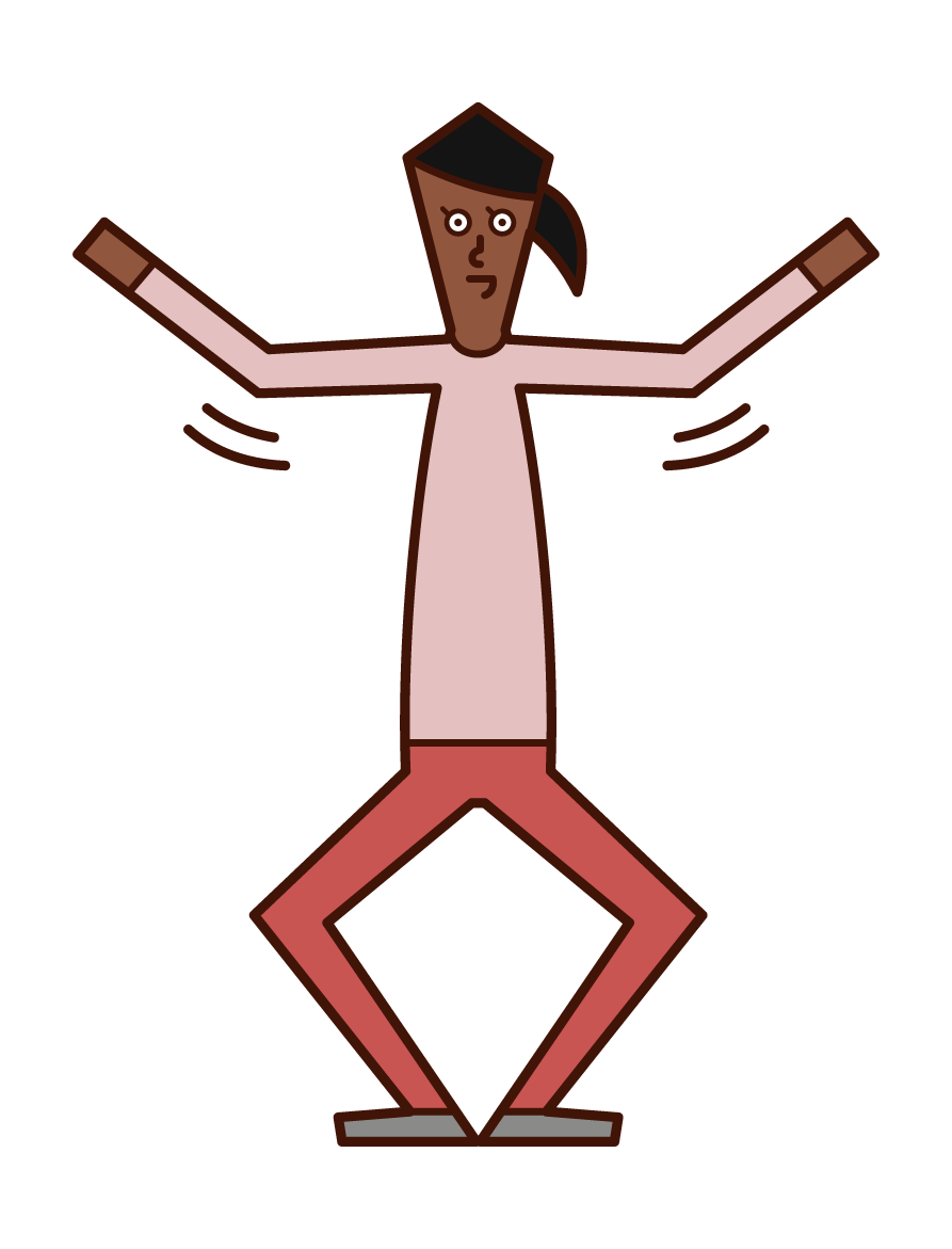 Illustration of an exercise (woman) waving her arms and bending and extending her legs