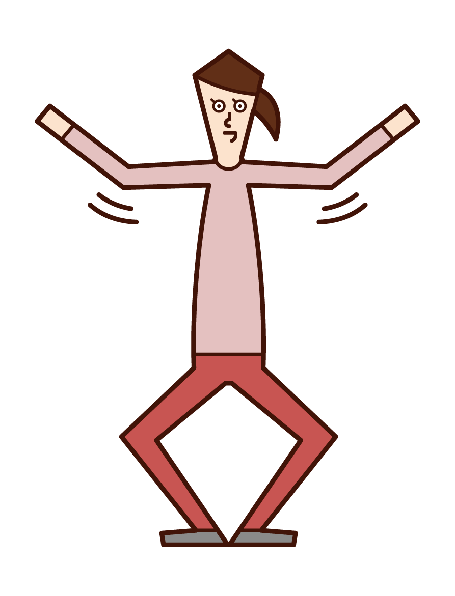 Illustration of an exercise (woman) waving her arms and bending and extending her legs