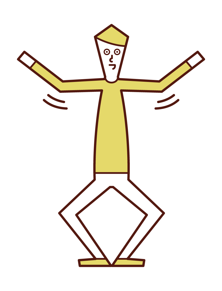 Illustration of an exercise (man) waving his arms and bending and extending his legs