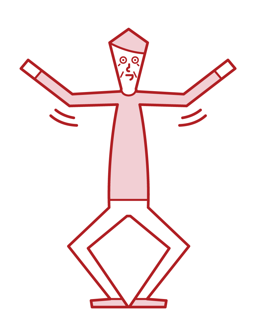Illustration of an exercise (old man) waving his arms and bending and stretching his legs