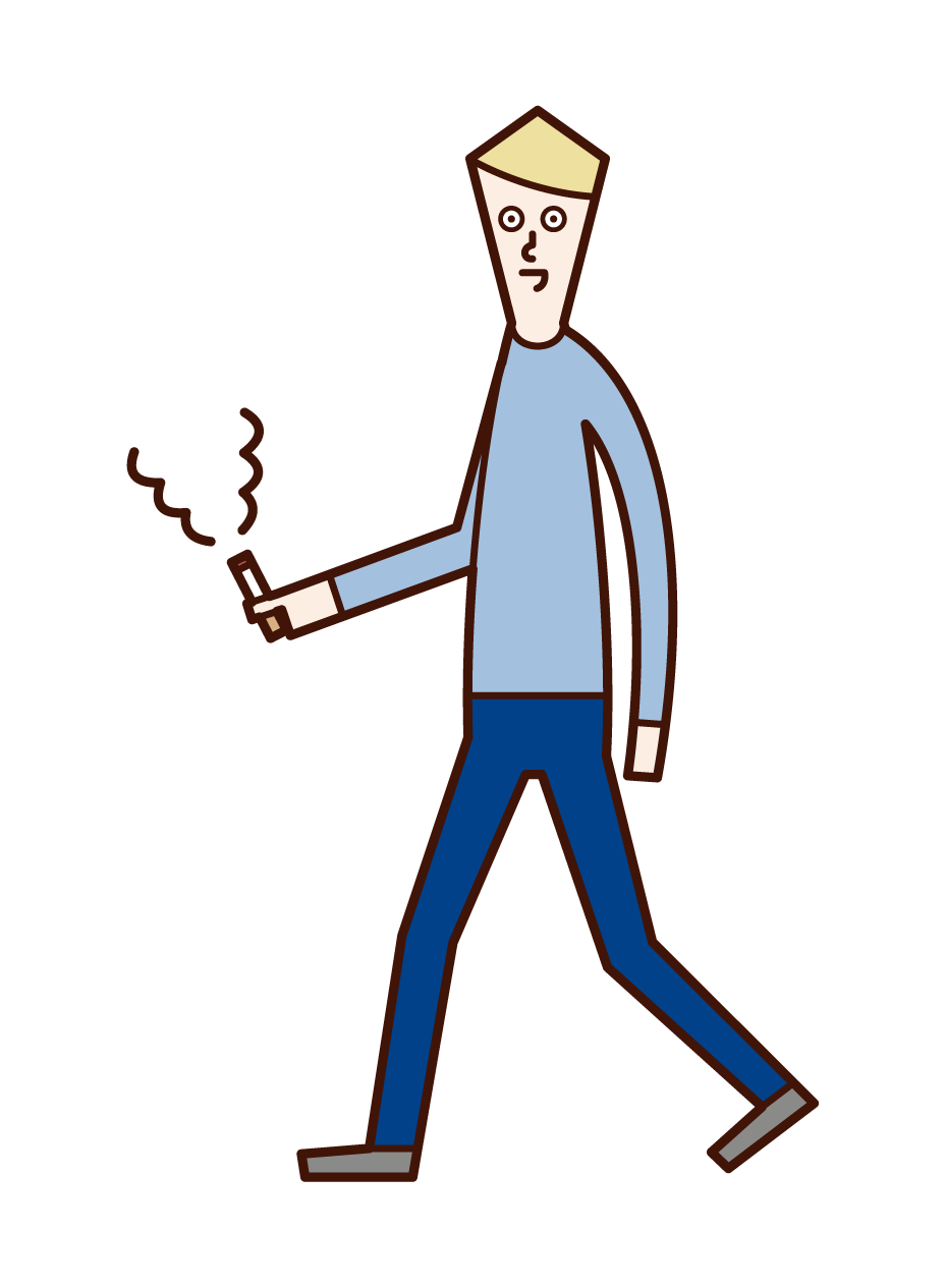歩きながらタバコを吸う人 男性 のイラスト フリーイラスト素材 Kukukeke ククケケ